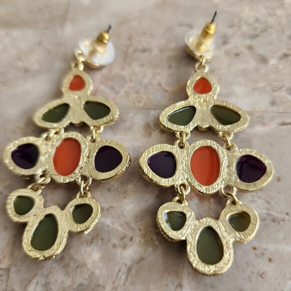 Stony Chandelier Style Multi-Colored Fashion Earrings - Picture 2 of 6